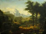 An extensive landscape with archers in the foreground by French School, oil on canvas, sold May 2014