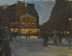Auguste Nicolas Georges Grass-Mick, Place Blanche, Paris, oil on canvas