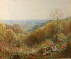 Charles Gregory, The South Downs from Highdown Hill, watercolor over pencil