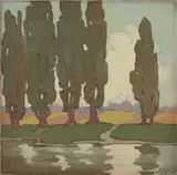 Jessie Arms Botke, Landscape with eucalyptus trees