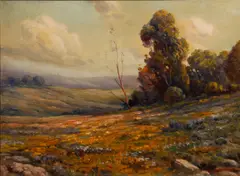 Eugene Califano, Wildflowers and rolling hills, oil on canvas