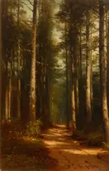 Benjamin Champney, Path through the forest, oil on panel