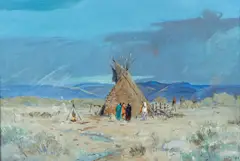 Henry Farny, Indian encampment, oil on canvas