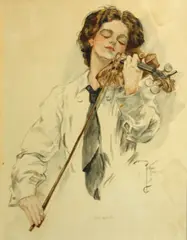 The artist by Harrison Fisher, 1910, watercolor and gouache on paperboard, sold May 2014