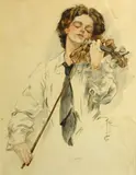 Harrison Fisher, The artist, 1910, watercolor and gouache on paperboard