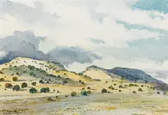 Approaching rain by Peter Hurd, watercolor on paper, sold May 2014