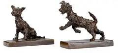 Puppies (two) by Edith Barretto Stevens Parsons, bronze with brown patina, sold May 2014