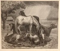 Sanctuary (C. 38) by John Steuart Curry, 1944, Lithograph on wove paper, sold May 2014