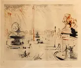 Place de la Concorde, from Paris Series (M/L. 91; F. 63-2) by Salvador Dalí, 1963, Color etching with aquatint on laid paper, sold May 2014