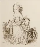 Léonard-Tsuguharu Foujita, Jeune Fille et Enfant a la Baguette et au Pot au Lait