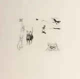 Wayne Thiebaud, Eight Dogs, 1990, Etching on wove paper