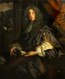 A portrait of a gentleman, three quarter length, seated, his dog by his side by English School, oil on canvas, sold Apr 2014