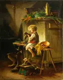 Carl Porttmann, Cleaning the boots, oil on canvas