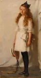 John Bulloch Souter, A portrait of a girl in a white dress, oil on canvas