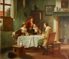 Fritz Wagner, A game of cards, oil on canvas