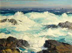 Carmel Coast by Carl Sammons, 1940, oil on canvas board, sold Apr 2014