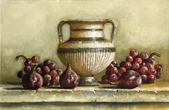 Loran Loyal Speck, Amphora with grapes and figs, watercolor and gouache on paper