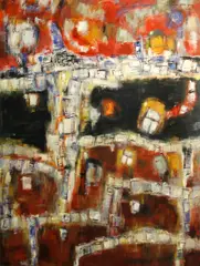 Yuen Yuey Chinn, Abstract composition, 1961, oil on canvas