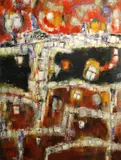 Yuen Yuey Chinn, Abstract composition, 1961, oil on canvas