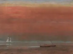 Jules Tavernier, Sunset on the water, 1881, pastel on paper