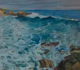 Karl Yens, Laguna coast, oil on canvas affixed to board
