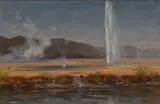 Old Faithful, Yellowstone by Thomas Hill, oil on paperboard, sold Apr 2014