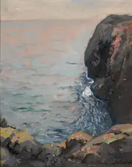 Ocean cliff by Franz Bischoff, oil on board, offered Apr 2014