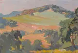 Oaks in a hillside landscape by Franz Bischoff, oil on board, sold Apr 2014