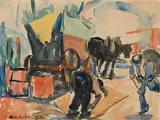 Mule cart by Selden Connor Gile, 1932, watercolor on paper, offered Apr 2014