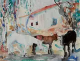 Selden Connor Gile, Three mules, 1931; Dairy, 1928 (double-sided)