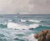Breaking waves (Sailing along) by Maurice Braun, oil on canvas, sold Apr 2014