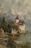 Edwin Deakin, Castle of Chillon, Switzerland, 1897, oil on canvas