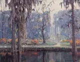 William Posey Silva, Morning light in the garden of dreams, 1921, oil on canvas board