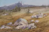 Albert Thomas Derome, Hills south of Los Gatos, late summer, 1928; Rocks near Cedarville, on Alturas Road, 1920; Meadow above Lake Tahoe  on road from Youngs to Glenbrook or Mimden Nevada (three)