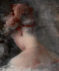 Plumed chapeau by Grigory Gluckmann, oil on panel, sold Apr 2014