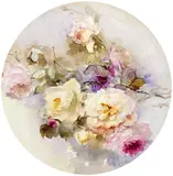 Franz Bischoff, Charger with single and double pink and yellow roses, porcelain