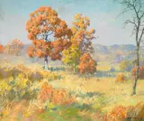 Autumn oaks by Maurice Braun, oil on canvas, sold Apr 2014