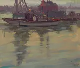 Sam Hyde Harris, Harbor sketch, oil on canvas