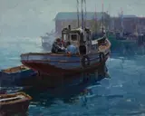 Newport harbor by George Kennedy Brandriff, oil on canvas, offered Apr 2014