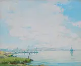 Sam Hyde Harris, Harbor clouds, oil on canvas board