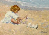 Alice Brown Chittenden, A day at the beach, oil on canvas
