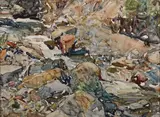 Frank Tenney Johnson, Canyon Creek, Wyoming, behind studio