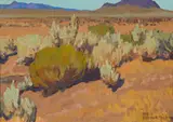 Sage and rabbit brush by Maynard Dixon, 1927, oil on board, sold Apr 2014