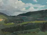 Wyoming landscape, near Rimrock Ranch by Frank Tenney Johnson, oil on canvas, sold Apr 2014