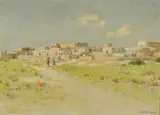 Joseph Henry Sharp, Pueblo of Laguna, New Mexico, oil on canvas board