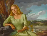 Lloyd Sexton, Jr., Portrait of a woman in green, 1947, oil on canvas