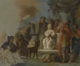 A sketch of classical figures at an altar by Italian School, oil on canvas, sold Mar 2014