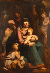 Luca Cambiaso, The Holy Family with the young Saint John the Baptist, oil on canvas