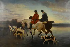 Marie Bertrand, Before the hunt, oil on canvas