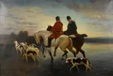 Marie Bertrand, Before the hunt, oil on canvas